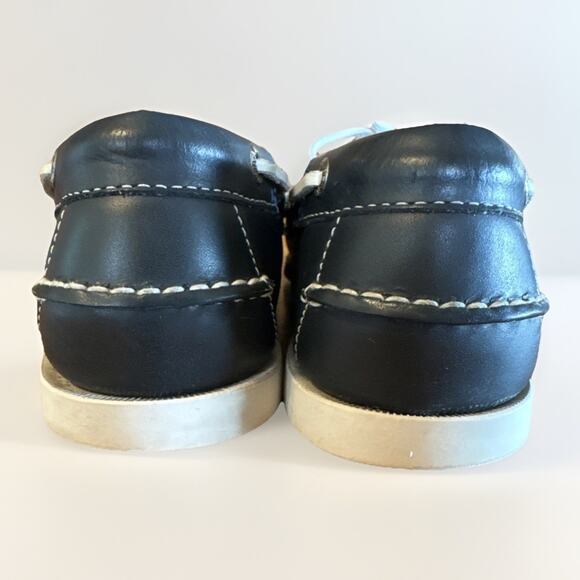 LL Bean Women’s 8.5 Signature Boat Shoes Navy With White Soles Leather - Picture 5 of 8